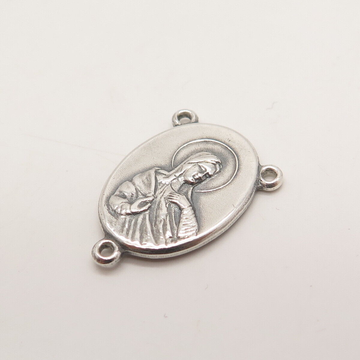 925 Sterling Silver Vintage Religious Theme Slide Pendant