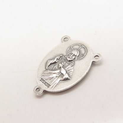 925 Sterling Silver Vintage Religious Theme Slide Pendant