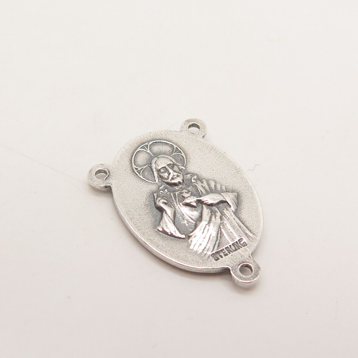 925 Sterling Silver Vintage Religious Theme Slide Pendant