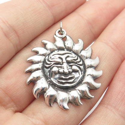 925 Sterling Silver Vintage Sun West Sun Face Charm Pendant