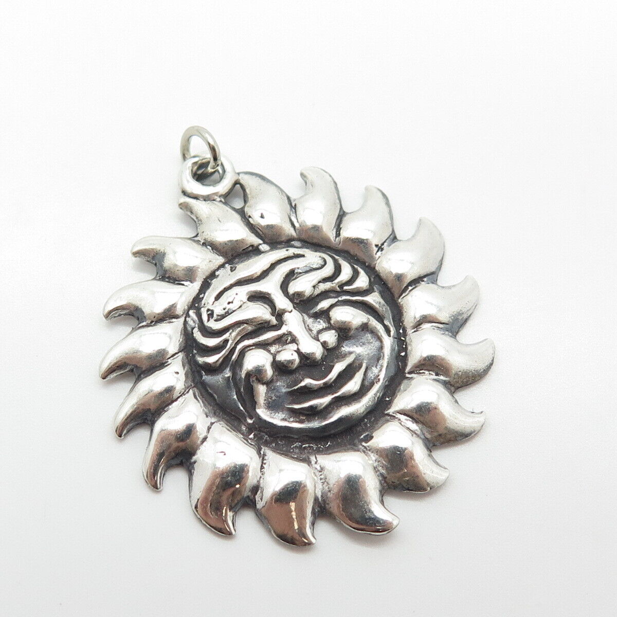 925 Sterling Silver Vintage Sun West Sun Face Charm Pendant