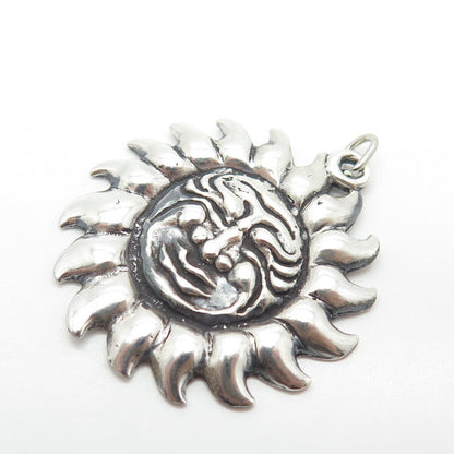 925 Sterling Silver Vintage Sun West Sun Face Charm Pendant