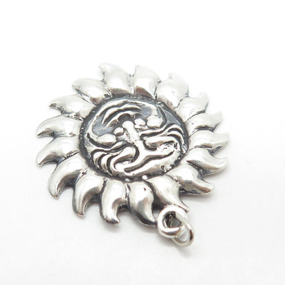 925 Sterling Silver Vintage Sun West Sun Face Charm Pendant