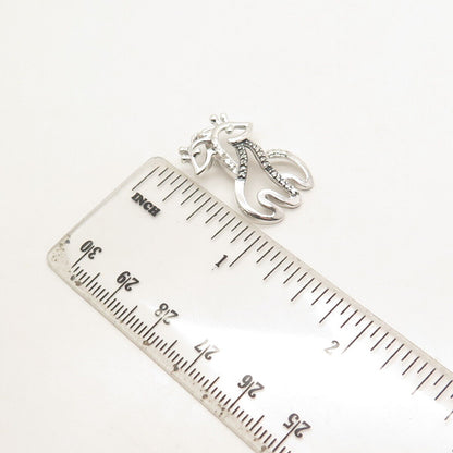 925 Sterling Silver Real White Diamond Couple of Giraffes Slide Pendant