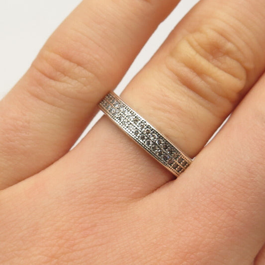 925 Sterling Silver Pave C Z Ring Size 6.5