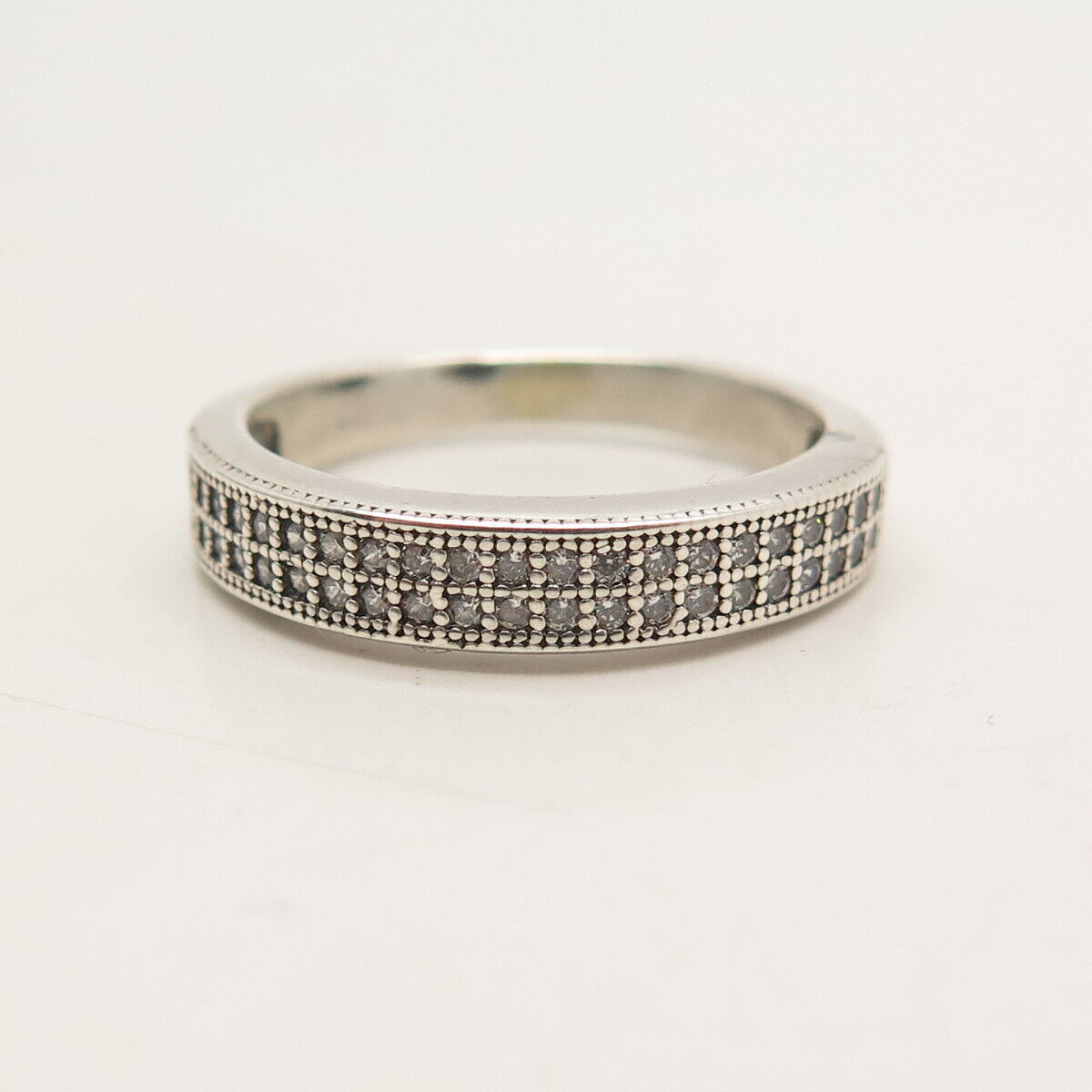 925 Sterling Silver Pave C Z Ring Size 6.5