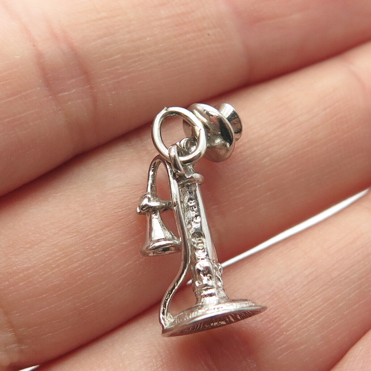 925 Sterling Silver Vintage Retro Candlestick Phone Charm Pendant