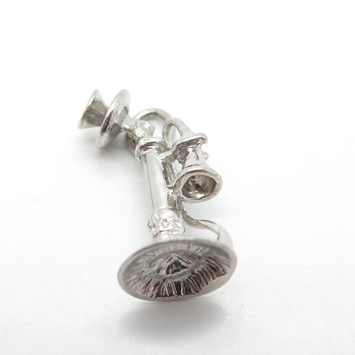 925 Sterling Silver Vintage Retro Candlestick Phone Charm Pendant