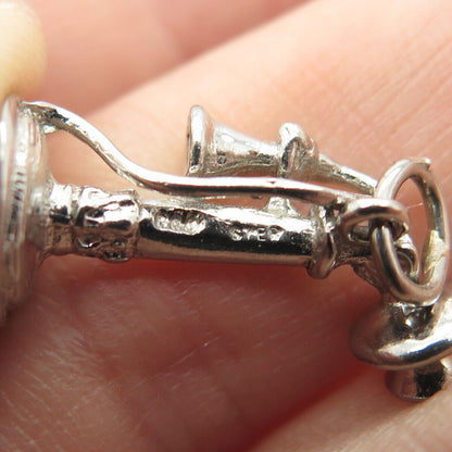 925 Sterling Silver Vintage Retro Candlestick Phone Charm Pendant