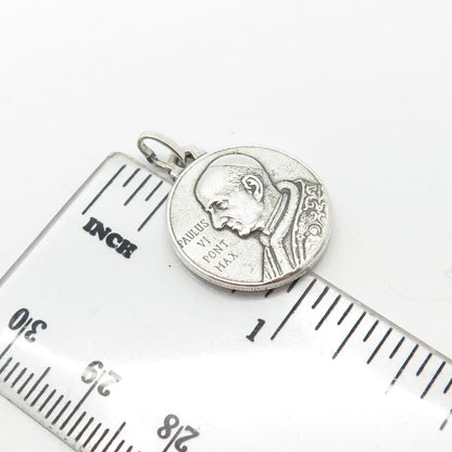 800 Silver Vintage Paulus VI Pont. Max & St. Christopher Religious Pendant