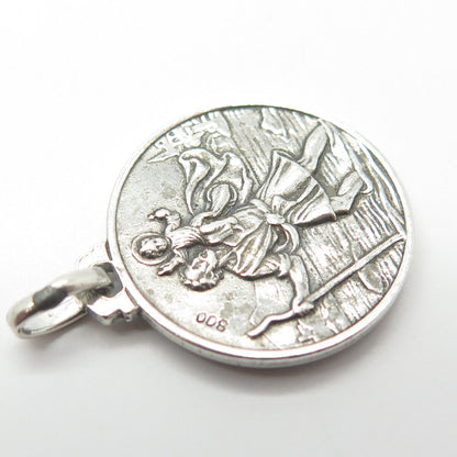 800 Silver Vintage Paulus VI Pont. Max & St. Christopher Religious Pendant