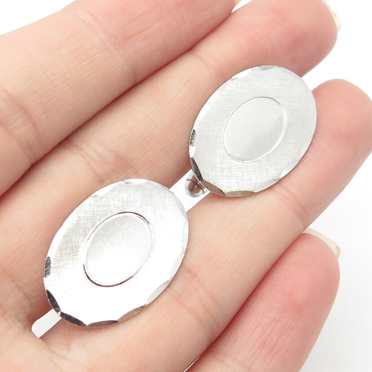 925 Sterling Silver Vintage Anson Oval Cufflinks