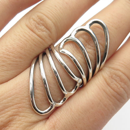 925 Sterling Silver Vintage Modernist Statement Ring Size 8.5