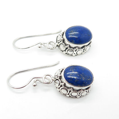 925 Sterling Silver Vintage Suarti Bali Lapis Lazuli Gemstone Dangling Earrings