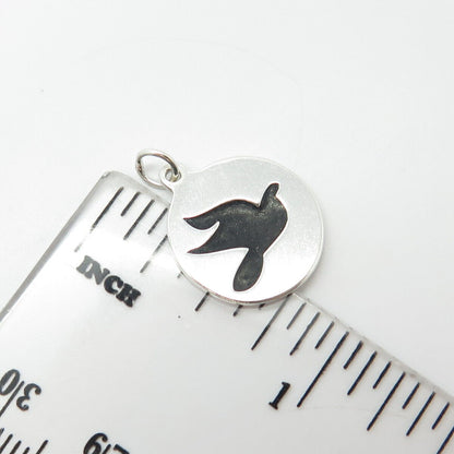 925 Sterling Silver Vintage Enamel Flying Bird Charm Pendant