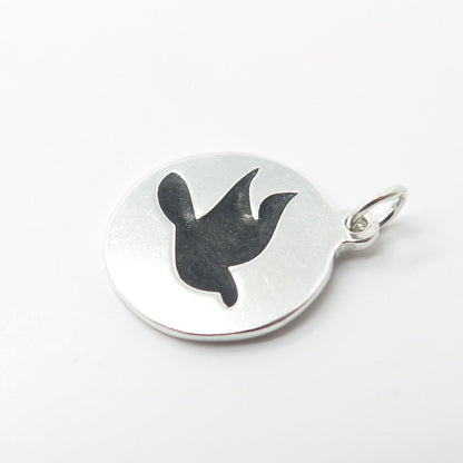 925 Sterling Silver Vintage Enamel Flying Bird Charm Pendant