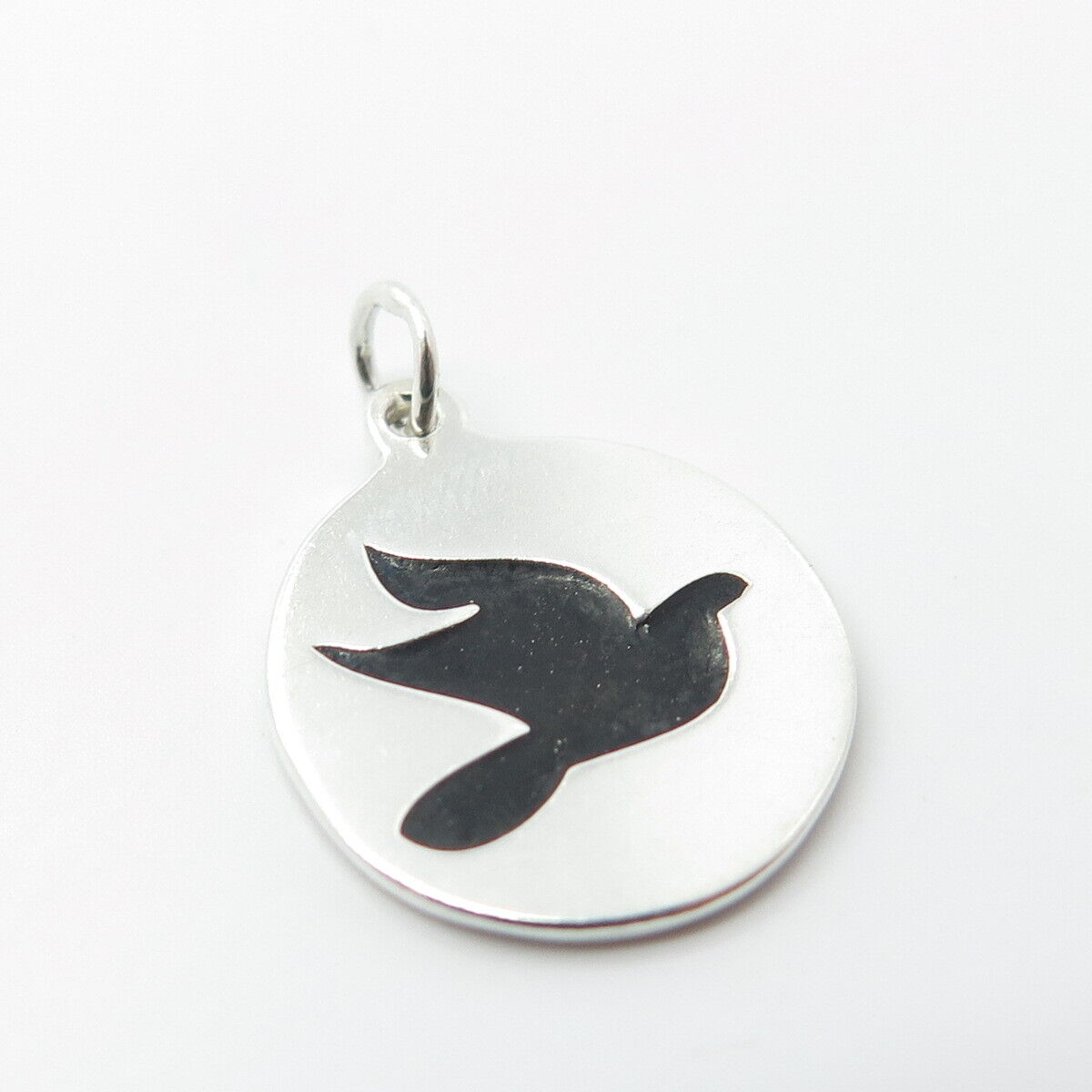 925 Sterling Silver Vintage Enamel Flying Bird Charm Pendant