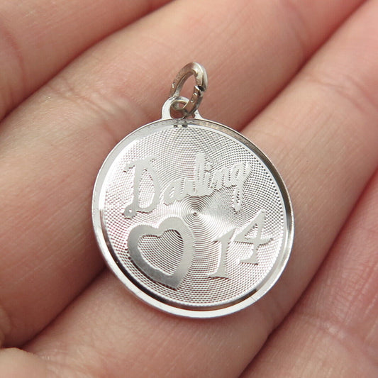 925 Sterling Silver Vintage BEAU "Darling 14" Charm Pendant