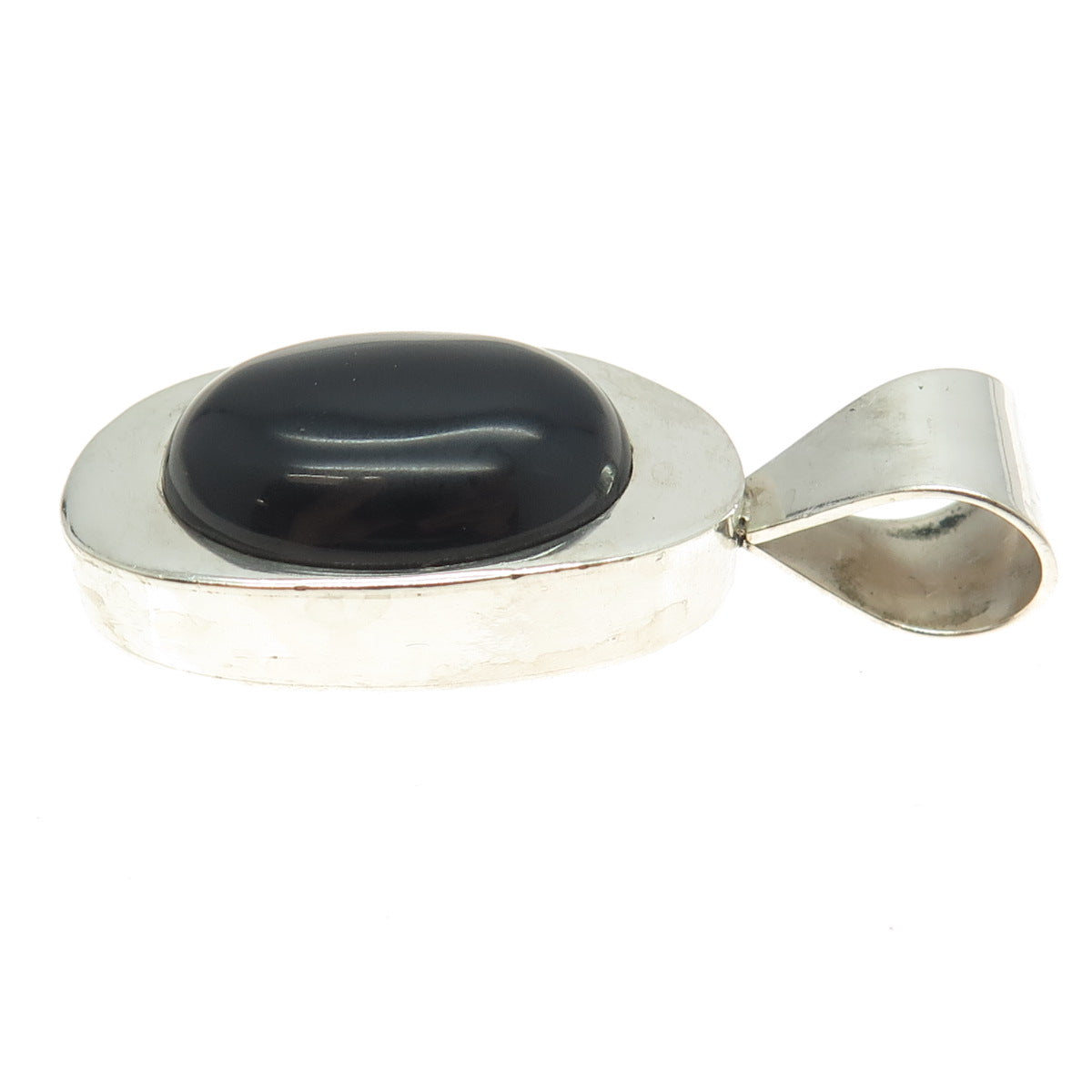 ATI 925 Sterling Silver Vintage Mexico Real Black Onyx Gemstone Pendant