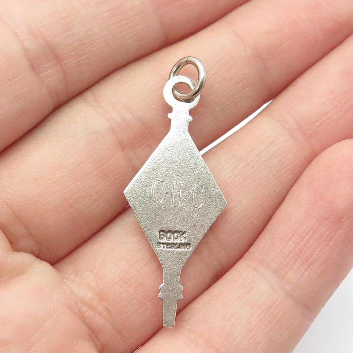 925 Sterling Silver Antique SOOK Enamel School Emblem Pendant