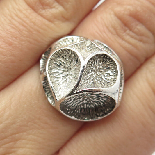 925 Sterling Silver Vintage Modernist Ring Size 7.75