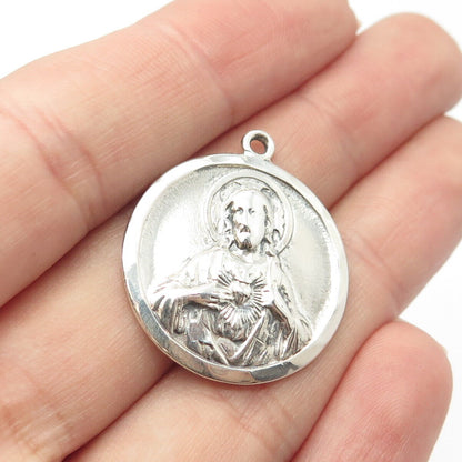 925 Sterling Silver Vintage Jesus Religious Theme Pendant