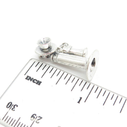 925 Sterling Silver Vintage Retro Candlestick Phone Charm Pendant