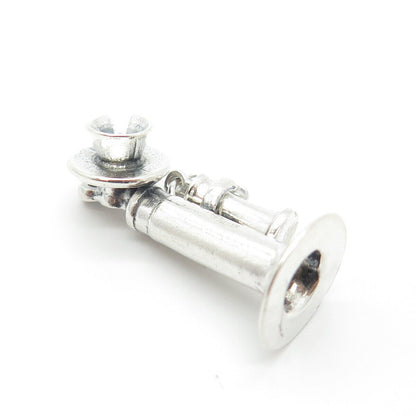 925 Sterling Silver Vintage Retro Candlestick Phone Charm Pendant