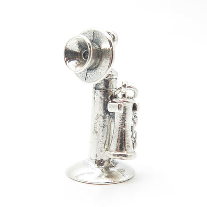 925 Sterling Silver Vintage Retro Candlestick Phone Charm Pendant