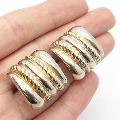 925 Sterling Silver Vintage 2-Tone Braided Earrings