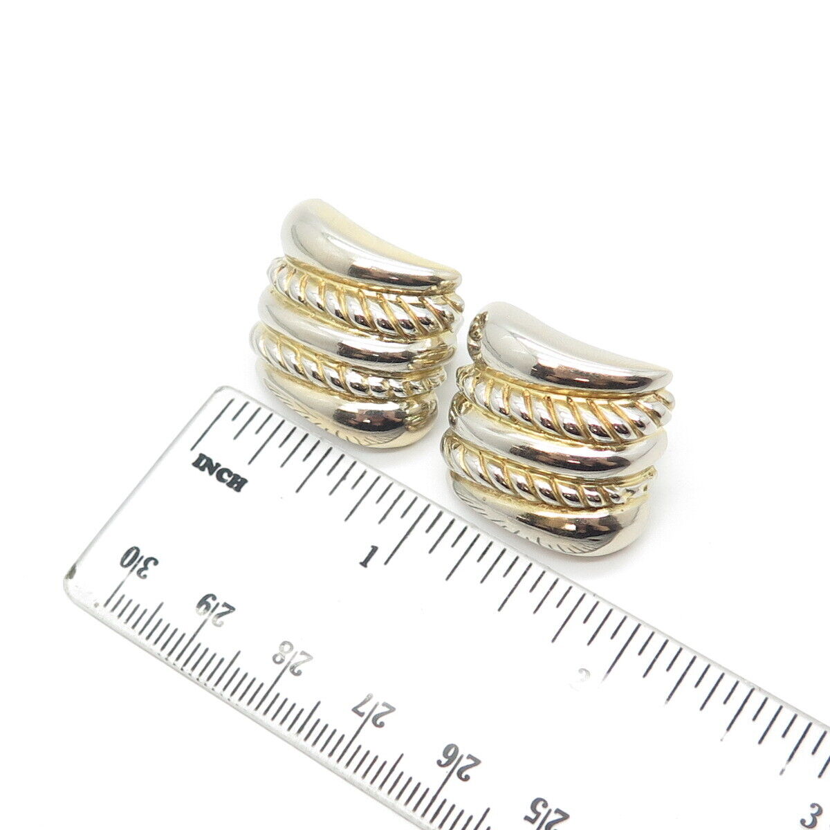 925 Sterling Silver Vintage 2-Tone Braided Earrings