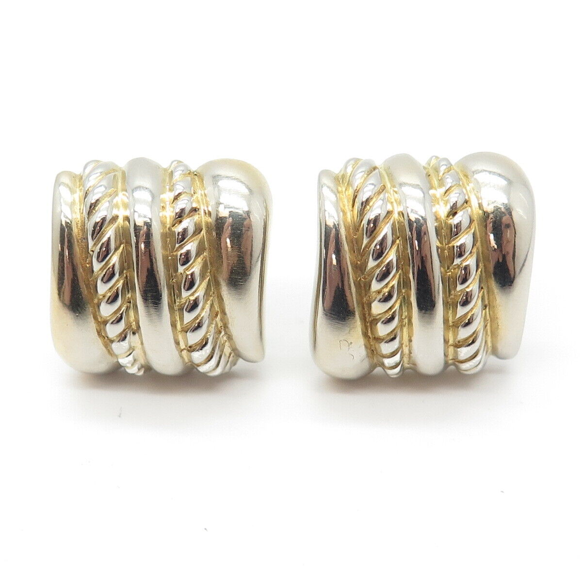 925 Sterling Silver Vintage 2-Tone Braided Earrings