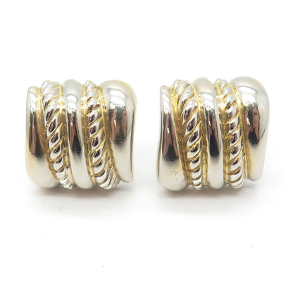 925 Sterling Silver Vintage 2-Tone Braided Earrings