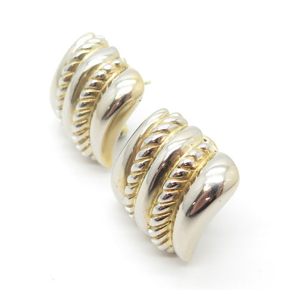 925 Sterling Silver Vintage 2-Tone Braided Earrings