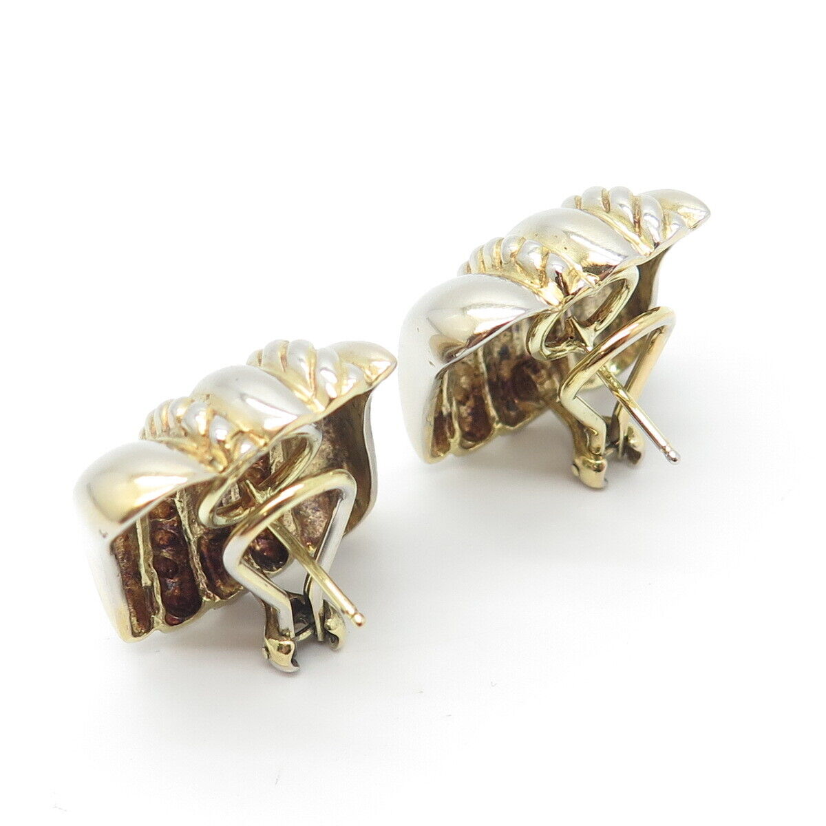 925 Sterling Silver Vintage 2-Tone Braided Earrings