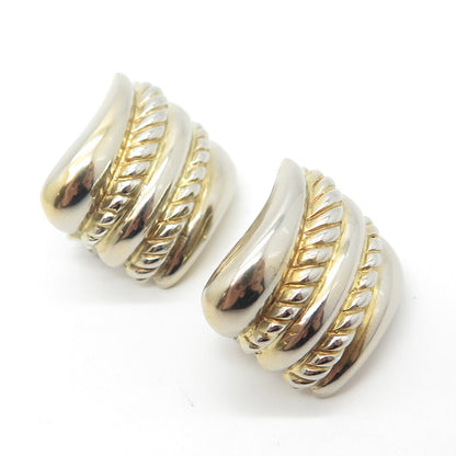 925 Sterling Silver Vintage 2-Tone Braided Earrings
