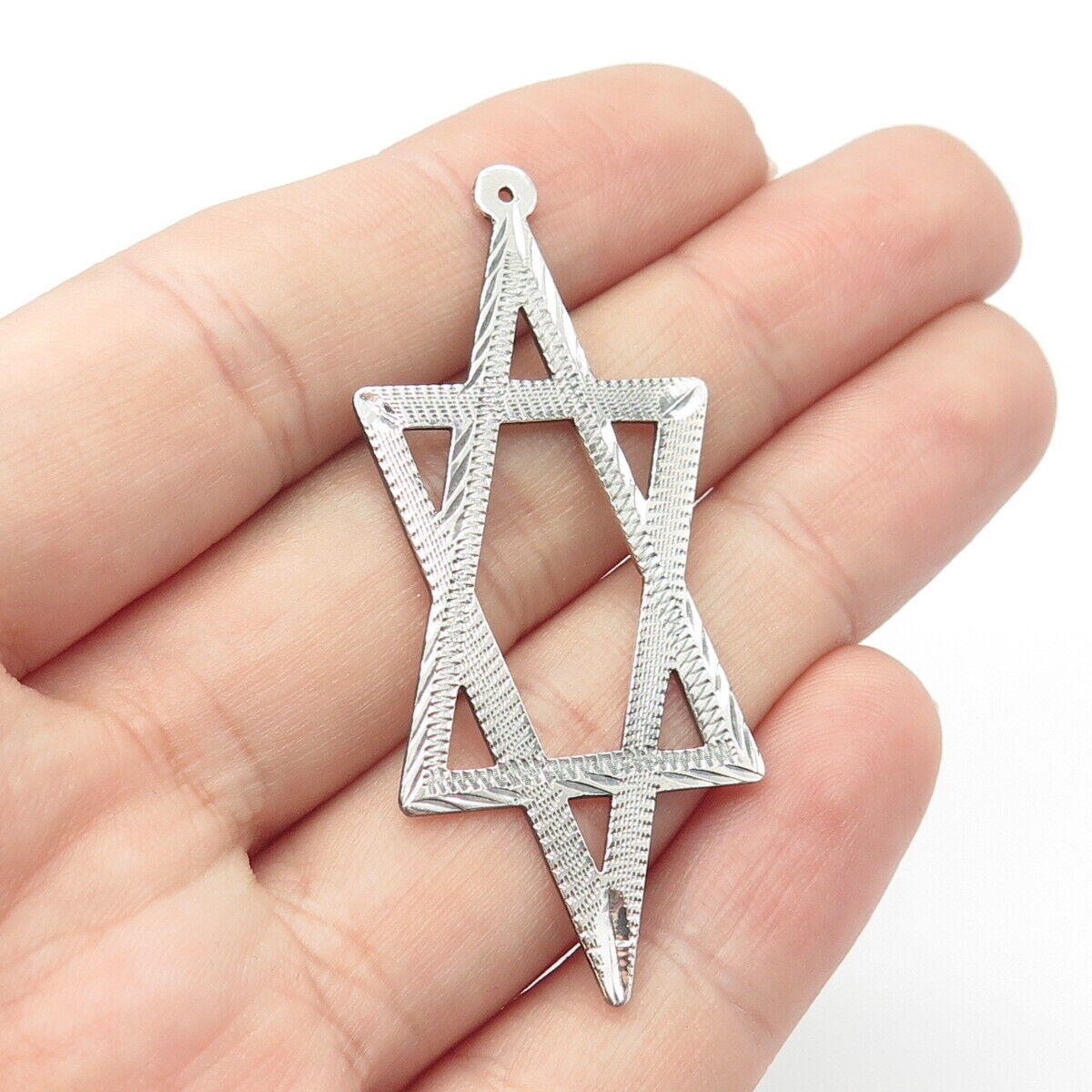 925 Sterling Silver Vintage Star of David Judaica Pendant