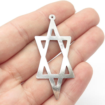 925 Sterling Silver Vintage Star of David Judaica Pendant