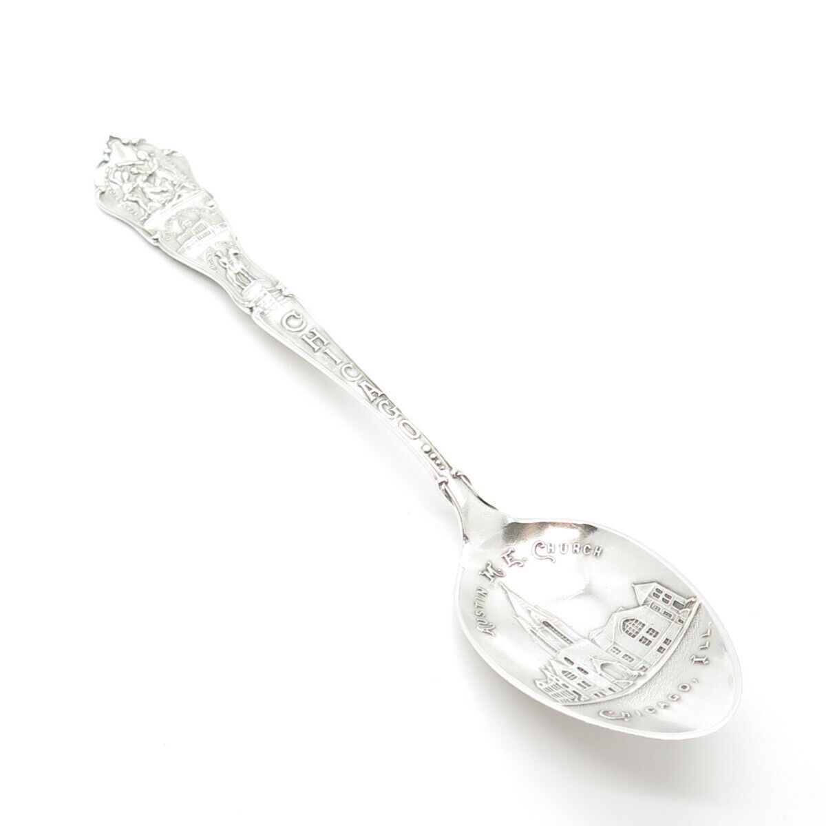 925 Sterling Silver Antique "Austin M. E. Church Chicago" States & Cities Spoon