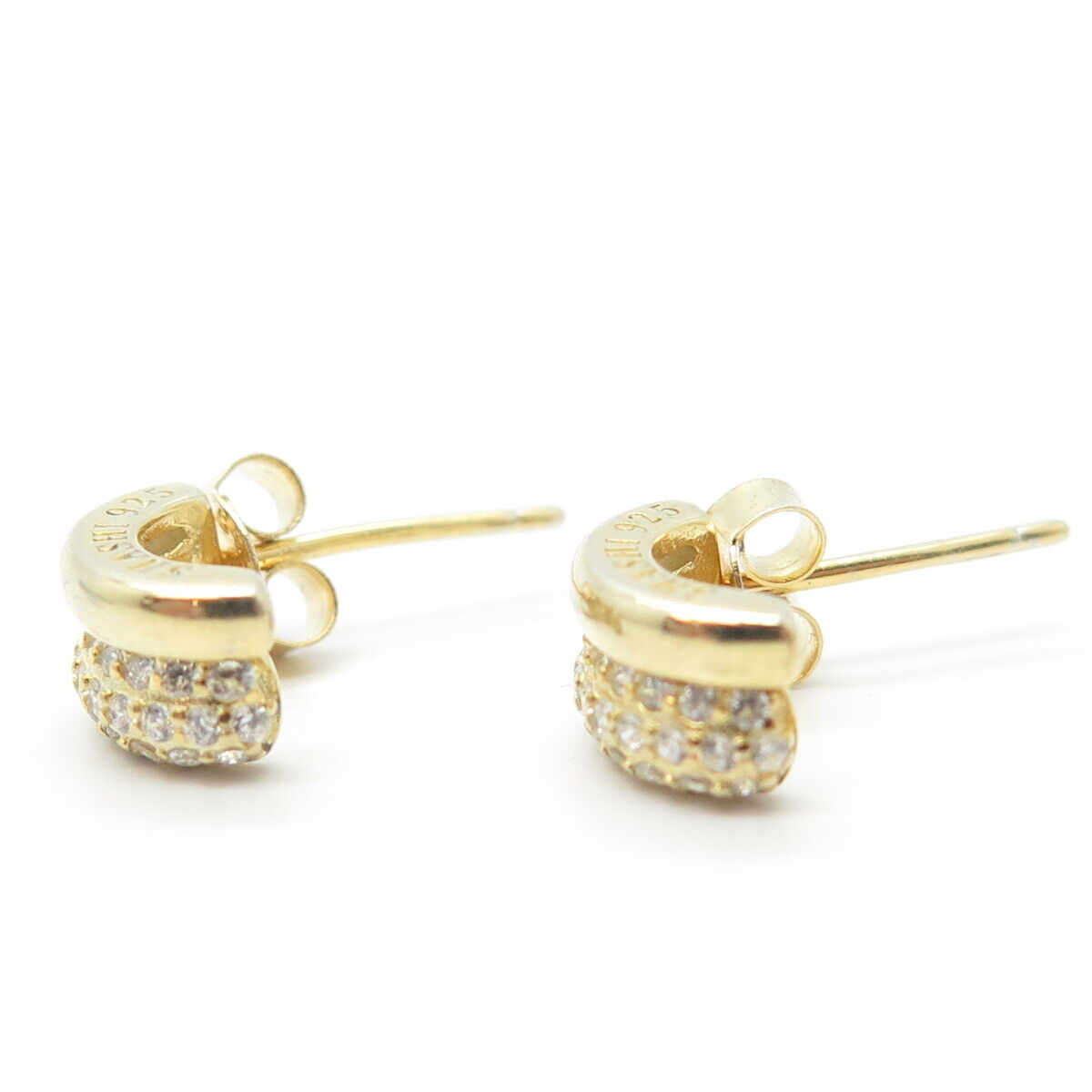 925 Sterling Silver Gold Plated Shashi C Z Half Hoop Earrings