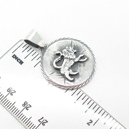 925 Sterling Silver Vintage Lion / Leo Zodiac Sign Pendant