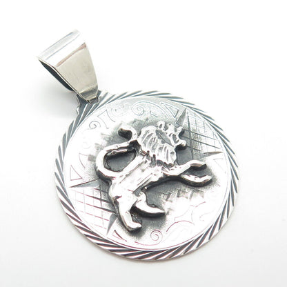 925 Sterling Silver Vintage Lion / Leo Zodiac Sign Pendant