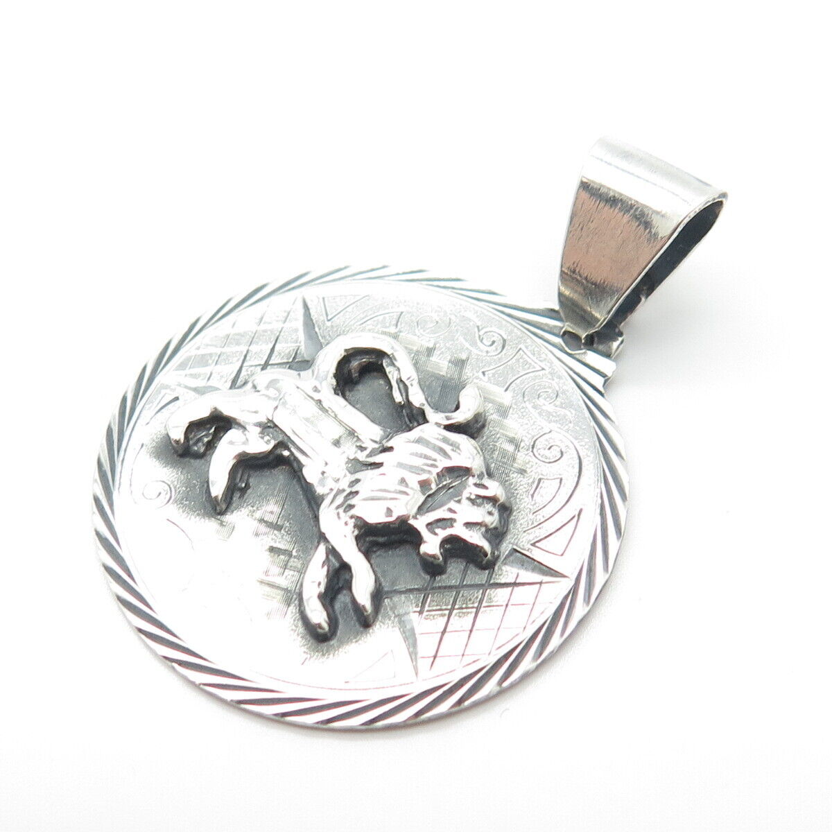 925 Sterling Silver Vintage Lion / Leo Zodiac Sign Pendant