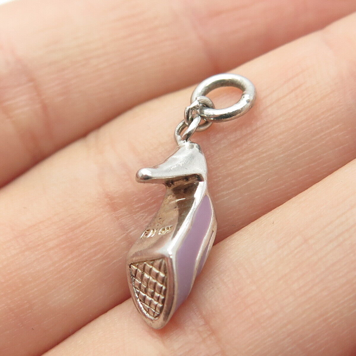 925 Sterling Silver Vintage Enamel High Heels Shoe Charm Pendant