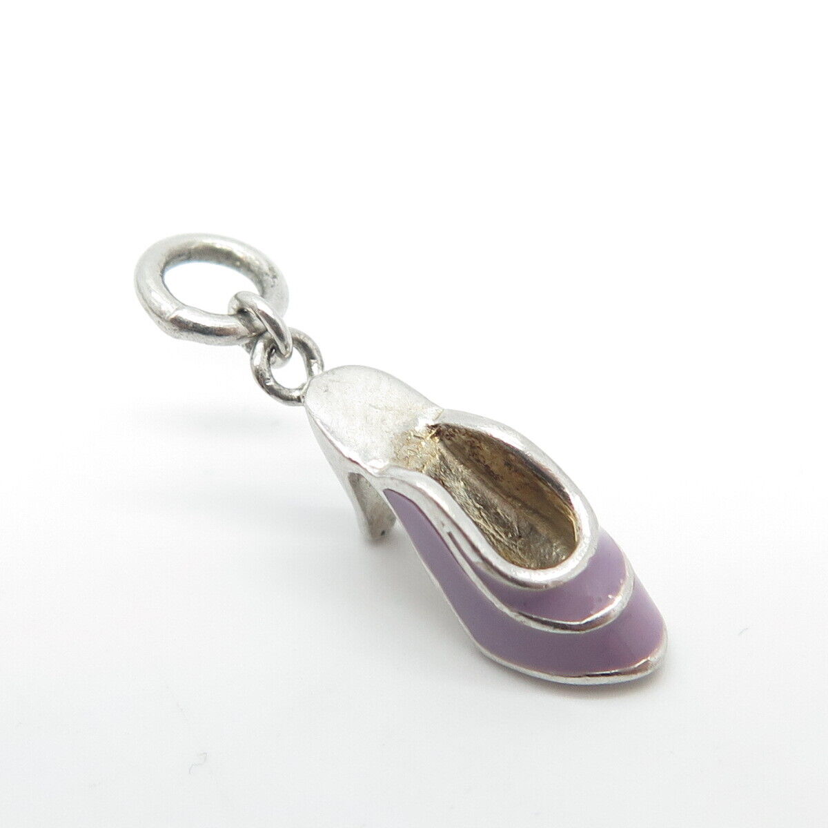 925 Sterling Silver Vintage Enamel High Heels Shoe Charm Pendant