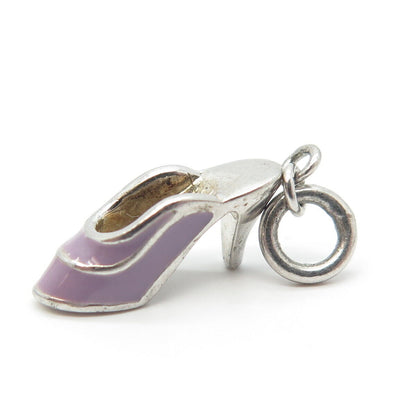 925 Sterling Silver Vintage Enamel High Heels Shoe Charm Pendant