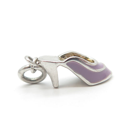 925 Sterling Silver Vintage Enamel High Heels Shoe Charm Pendant