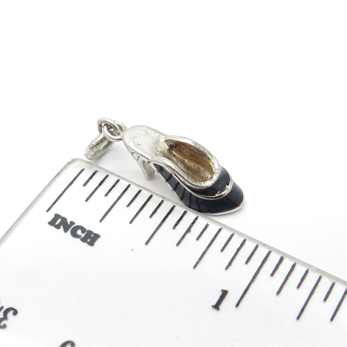 925 Sterling Silver Vintage Enamel High Heels Shoe Charm Pendant