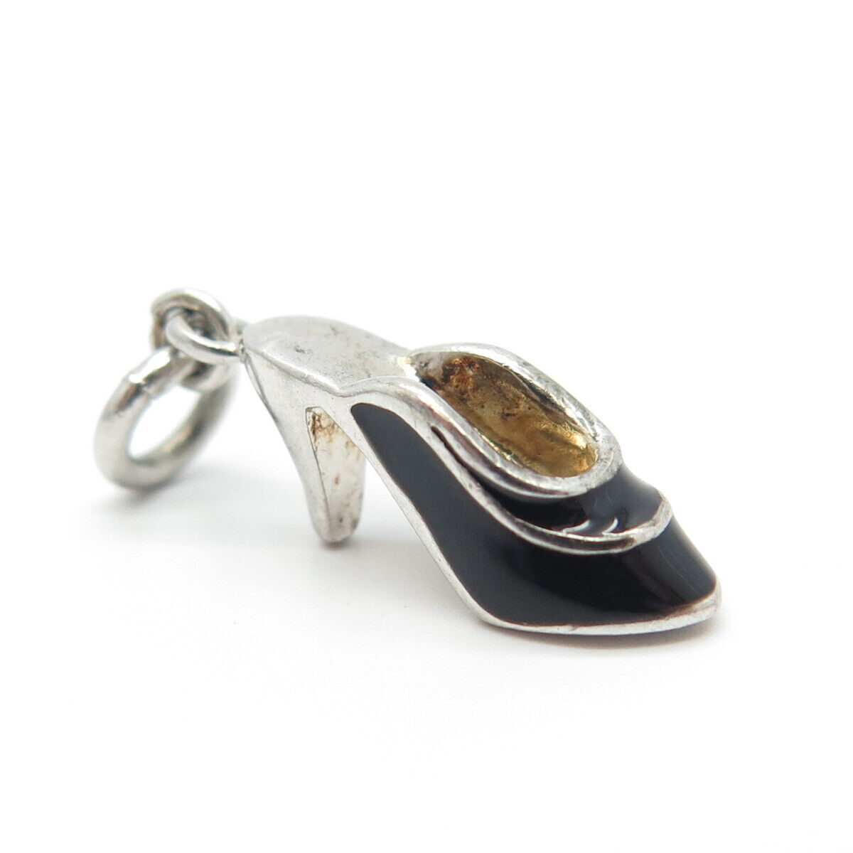 925 Sterling Silver Vintage Enamel High Heels Shoe Charm Pendant