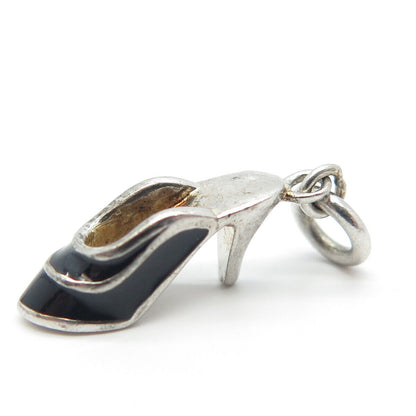 925 Sterling Silver Vintage Enamel High Heels Shoe Charm Pendant